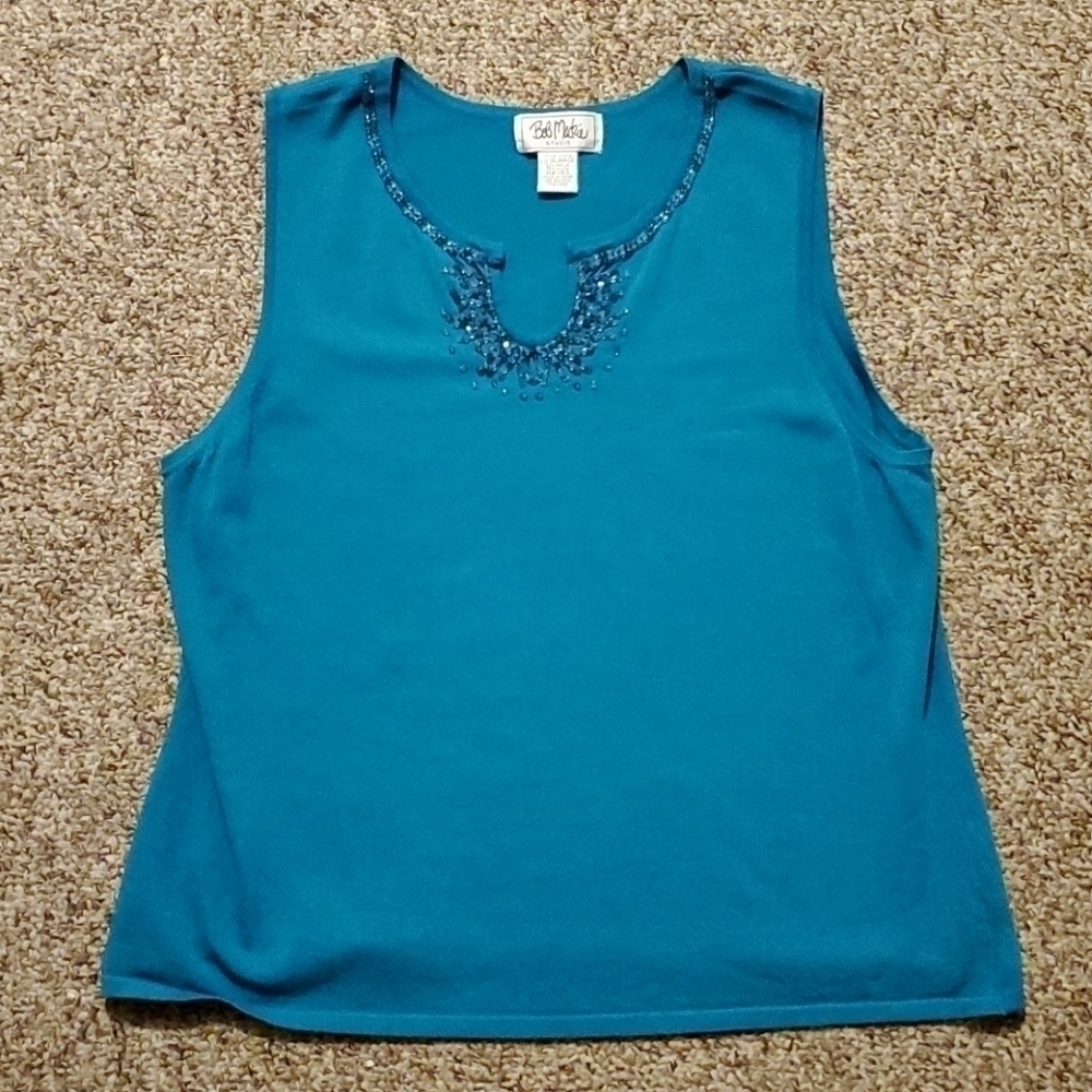 Bob mackie studio embellished tank top XLarge